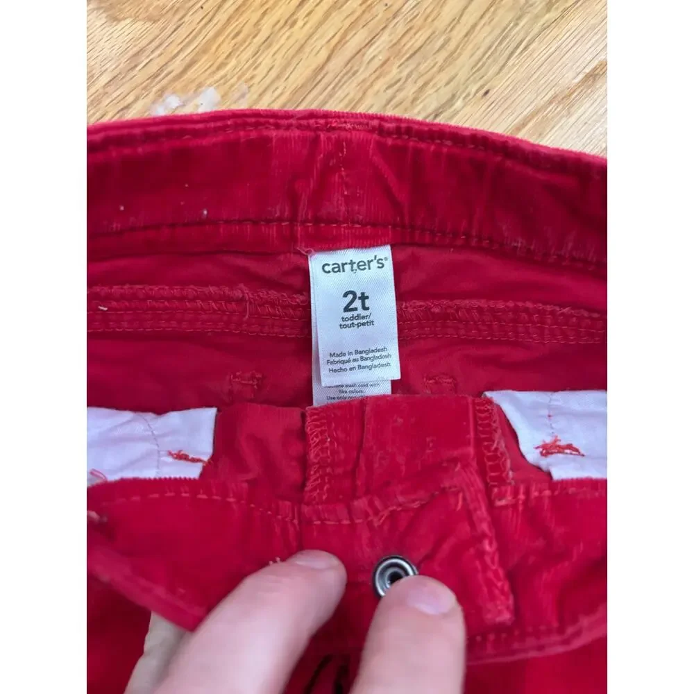 Carters red soft velvety pant size 2T